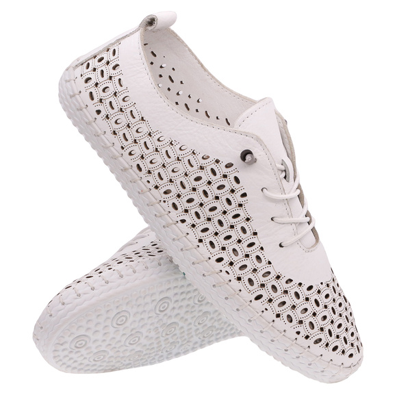 Obuwie damskie sportowe półbuty ażurowe skórzane Barefoot