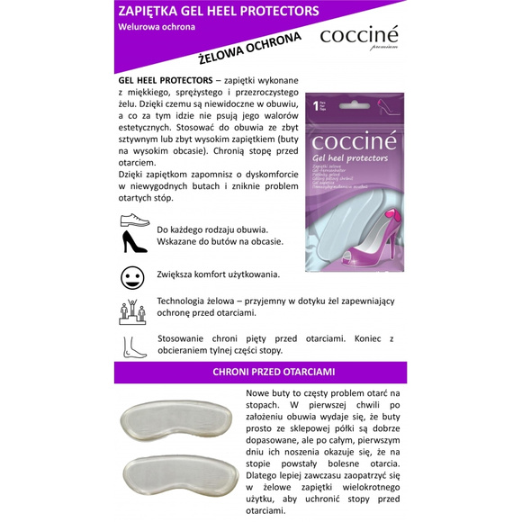 COCCINE Zapiętki żelowe samoprzylepne rozmiar S/M