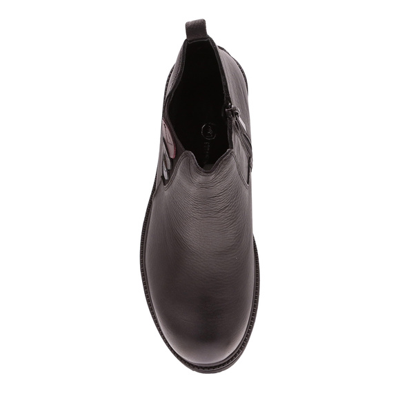 Botki skórzane zimowe niskie damskie na suwak