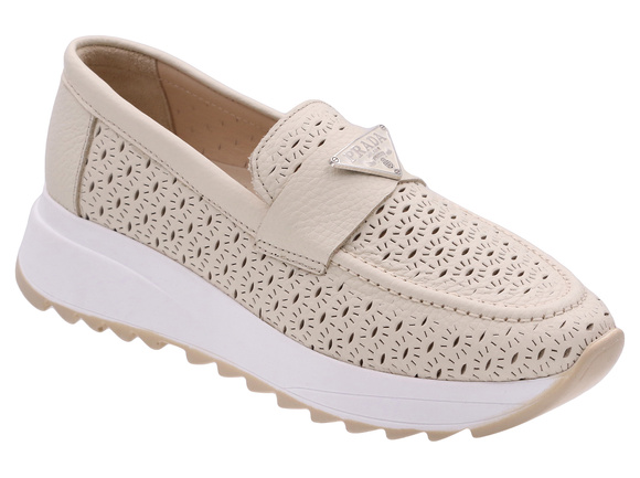 Obuwie damskie skórzane ażurowe mokasyny